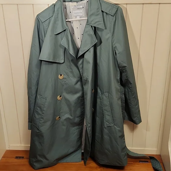 Charter Club Rain Trench Coat Water Resistant- Medium Green - Picture 4 of 9